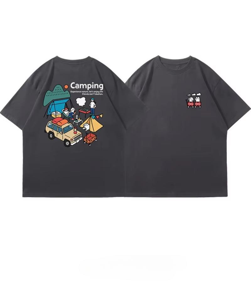 Yama Style Outdoor Camping Trendy Brand T-Shirt Cotton Graphic Tee Unisex Unisex Summer Streetwear