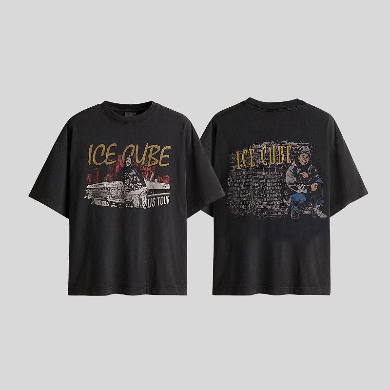 

[Ice Cube] HM Men s and Women s T-shirt 2025 Autumn New Arrival Print Rock American Short Sleeve 1159823 Black/Ice Cube 175/100