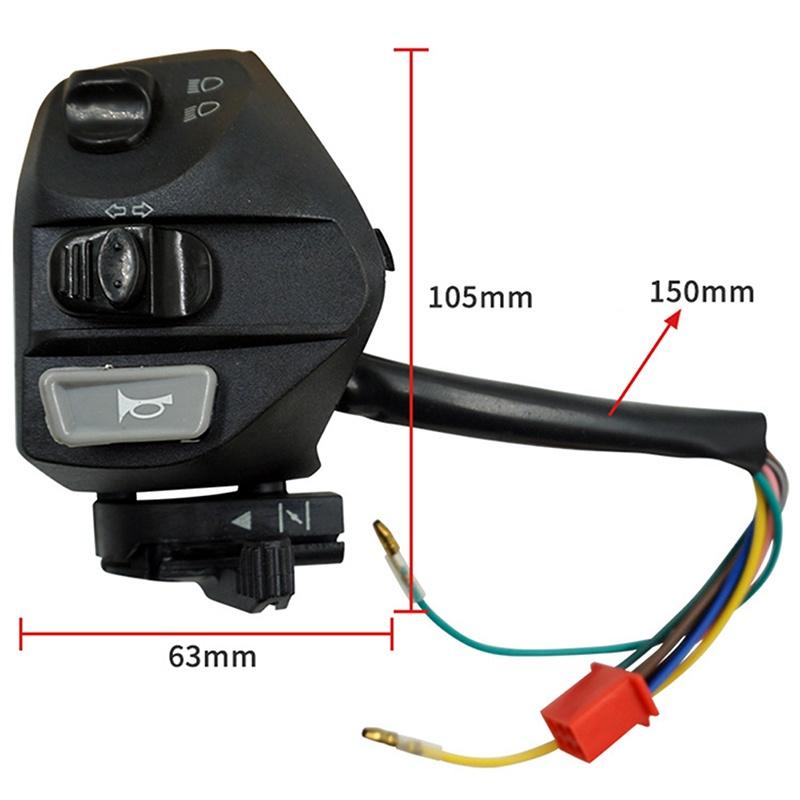 Low/High Beam Switch Electric Start Switch Handlebar Switch Assembly Motorcycle Modification Anti-corrosion Cable 150mm