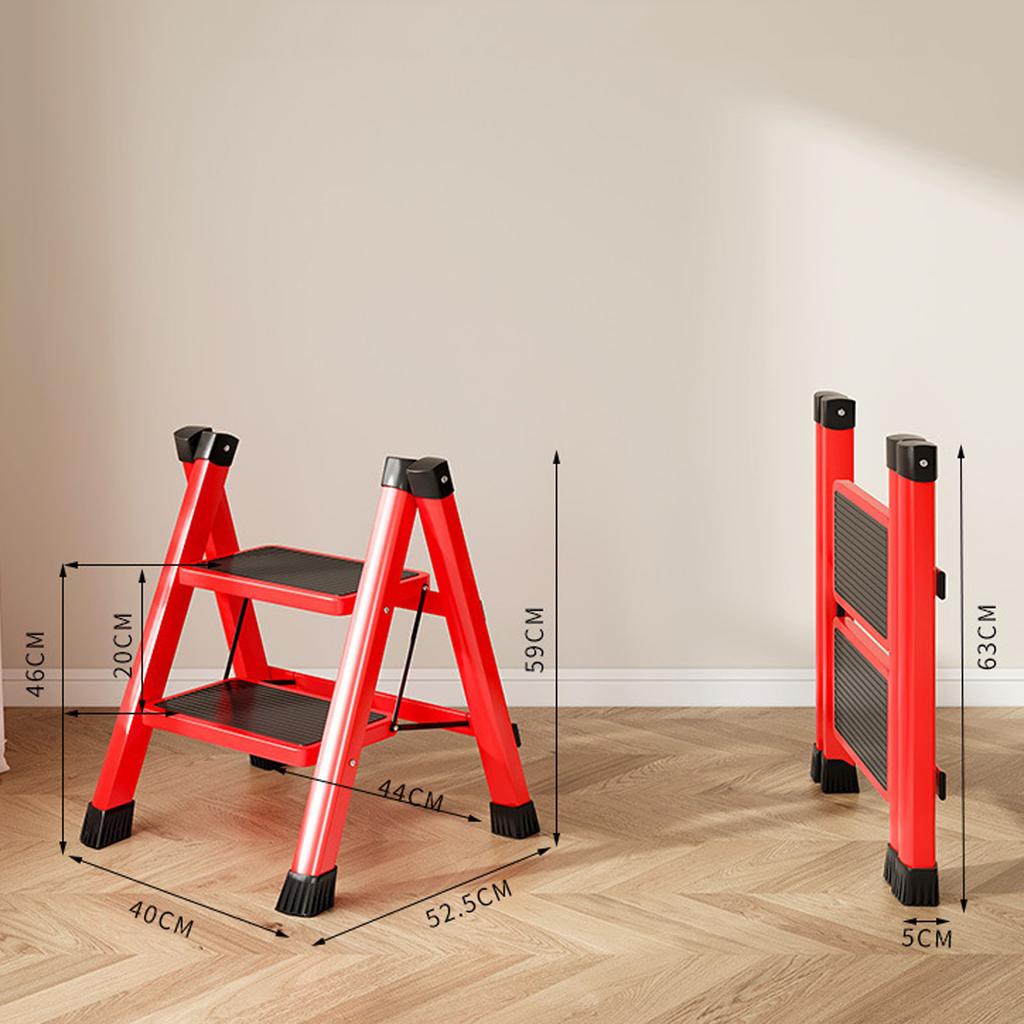 Multi-Functional L-Shaped Foldable Telescopic 2-Step Ladder Lightweight Retractable Climbing Stool Household Use
