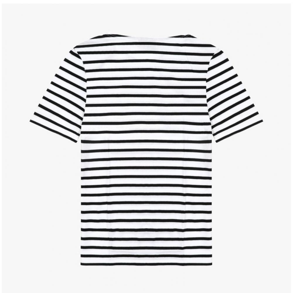 SainT James Tricou Unisex cu Mânecă Scurtă Marină Zăpadă Negru Dungi Moderne