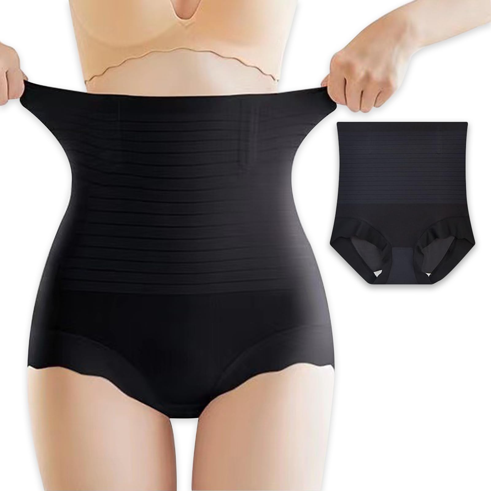 

Cotzim Утягивающее белье для бедер, дышащие и стройнящие женские трусики, с высокой талией для живота, (Размер M, Черный) чёрный