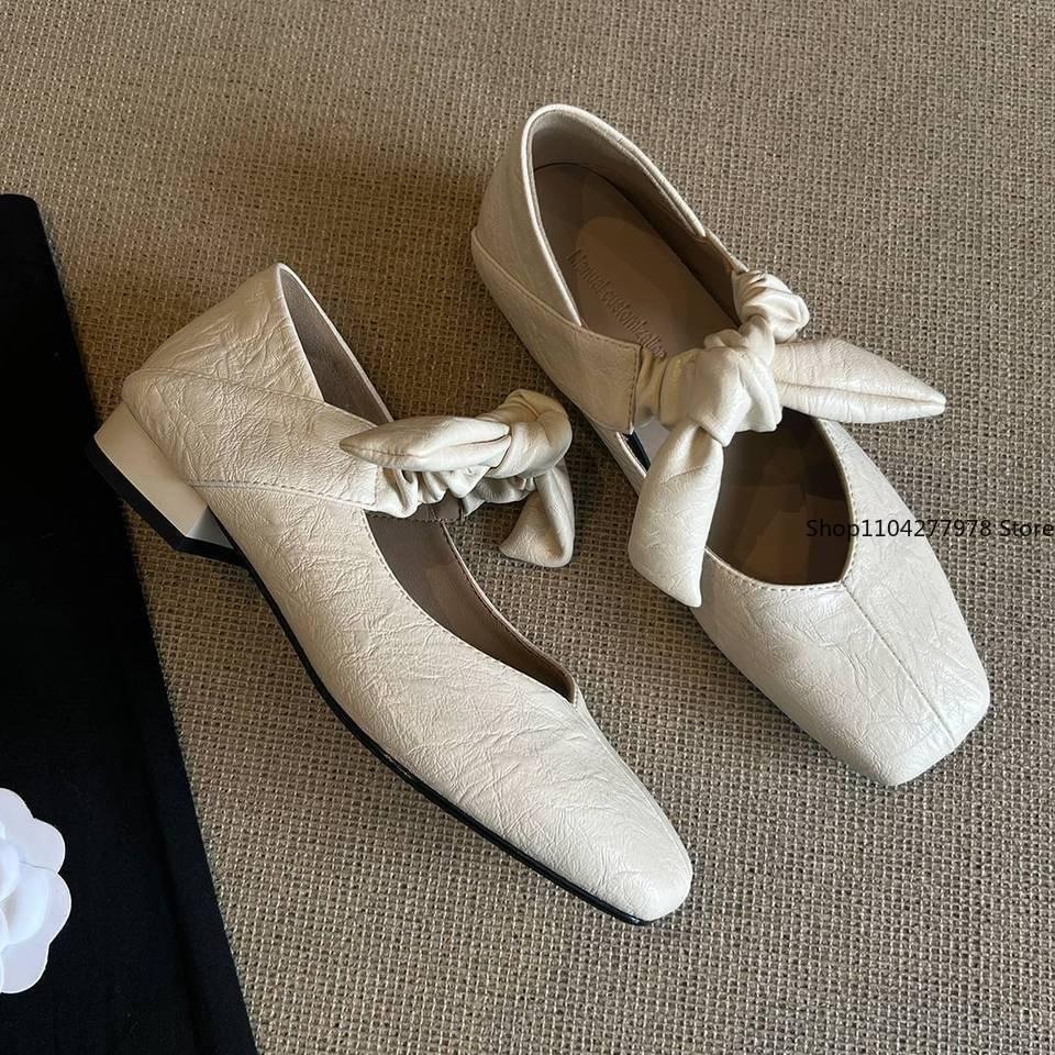 Fashion Women's Cow Leather Round Toe Lace-up Mary Jane Flats Sweet Bowtie High Quality Soft Comfortable Casual Oxfords Shoes for Woman