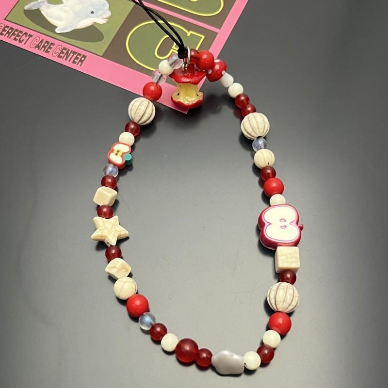 Red Hollowed Out KT Phone Chain From Xiaohongshu Ins Style CCD Bead Camera Lanyard Key Pendant Anti Lock