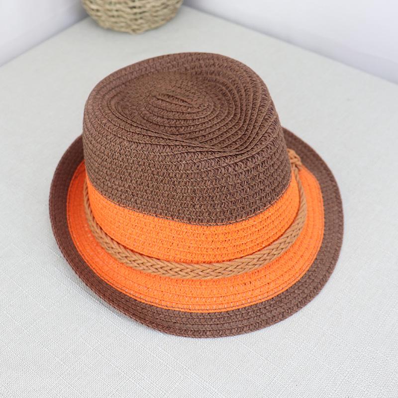 Korean Top Hat Straw Hat Kids Sunhat Spring Summer Beach Sun Hand-knitted Hat Men sale