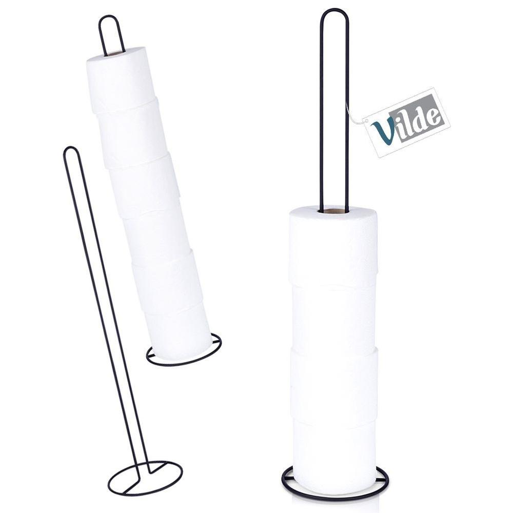 Black metal toilet paper stand 60 cm