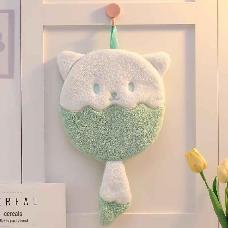 

JINGRUIXIANG Cartoon Coral Fleece Hand Towels (2-Pack)