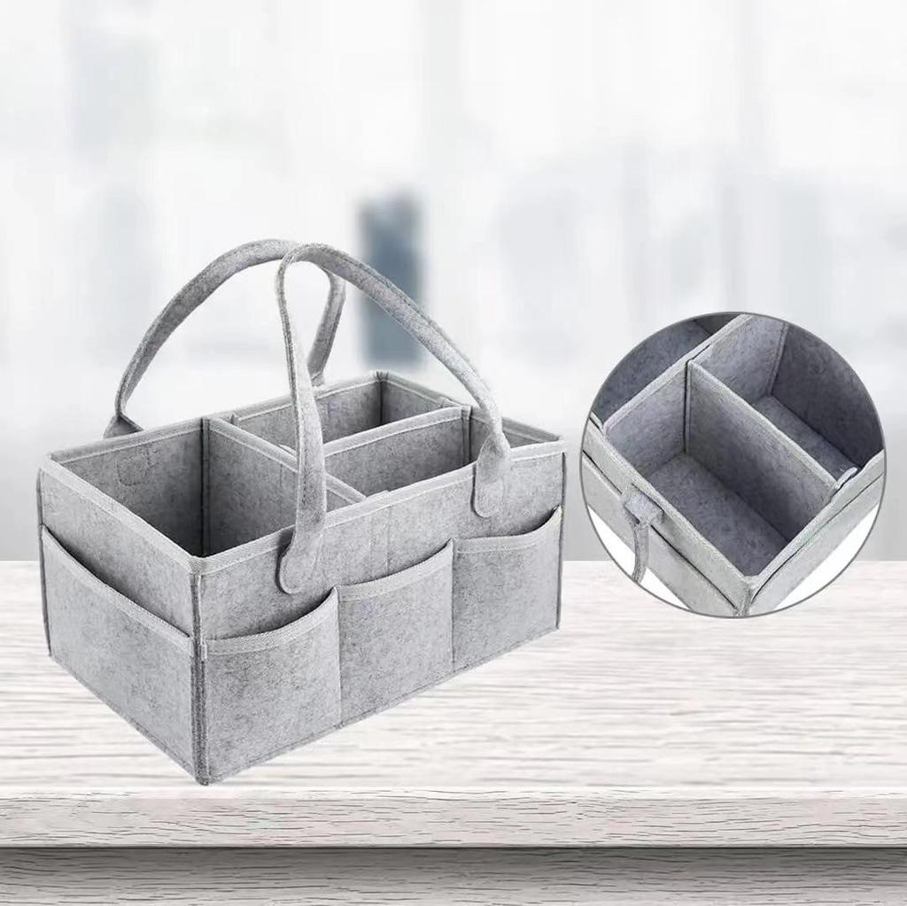 Felt Diaper Wet Bag - Newborn Supplies Organizer with Detachable Mommy Handbag