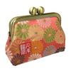 Senshishuin Nishijin Brocade Square Wallet with Gusset and Coin Purse Chrysanthemums in Full 2.5-inch (Lined) (Vermilion Bloom)