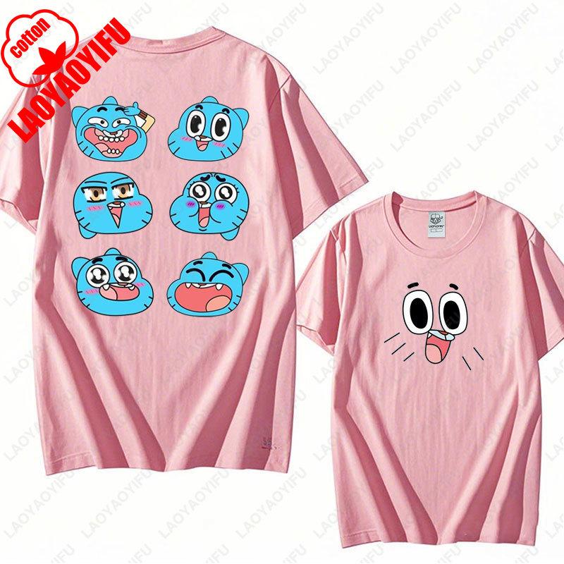 Animace Kreslený Gumball a Darwin Potisk Tričko Úžasný Svět Gumballa Tričko Nové Léto 2025 Kawaii Muž Žena Bavlněná Trička