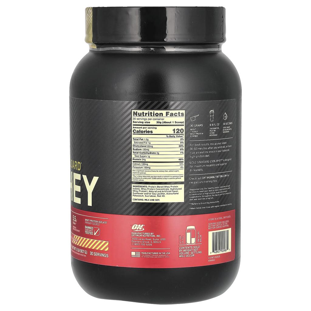 Optimum Nutrition Gold Standard, 100% Whey, Strawberry Banana, 2 Lbs (907 G)