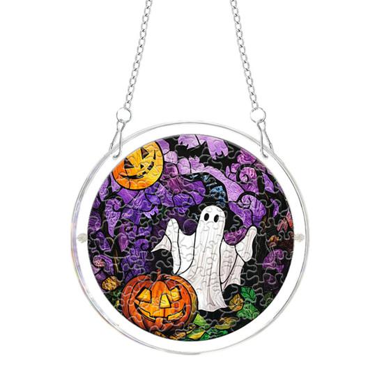 Xiaobudian Halloween Acrylic Puzzle Suncatcher Window Hanging,7.87 Inch Sun Catcher Decoration Ornament, Ideal for Gifting and Home Decor