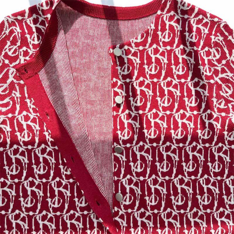 BRD Red Wool Blend Cardigan Sweater - Single-breasted, Long Sleeve, Women's Knit Top for New Year