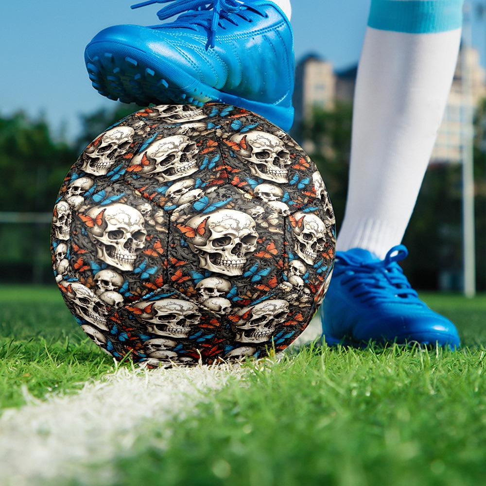 Snake and Skull Indoor Soccer Ball Size 5 Colorful All Ages Machine Stitched PVC Competition Ready Durable High-Bounce