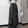 Damen Leder Kordelzug Weite Hosen - Herbst/Winter