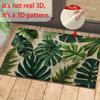 1 Tropical Green Plant Pattern Rectangular Bath Mat- Machine Washable Polyester Non-Slip Backing Soft Plush Texture for Bathroom