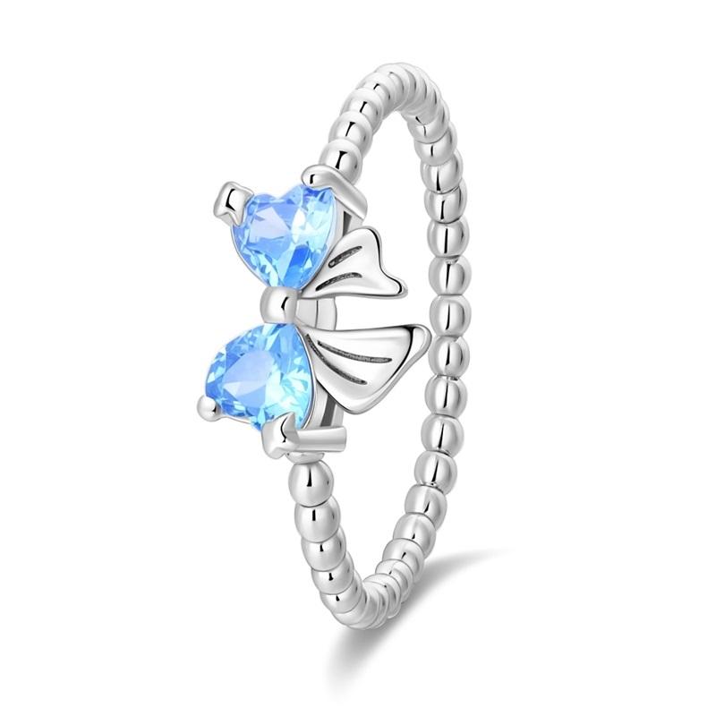 Retro 925 Sterling copper Sapphire Heart&Crown&Star Palace Pattern Ring Romantic Zircon Accessories