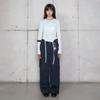 LALAFOX Waist String Cotton Pants Navy Br4Wp001