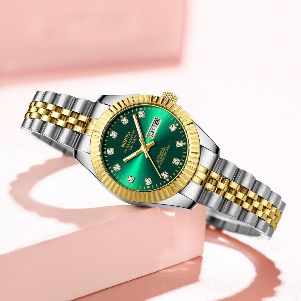 Watch Simple Temperament Women'S Light Luxury Watch Retro Niche Calendar Small Green Women'S Watch