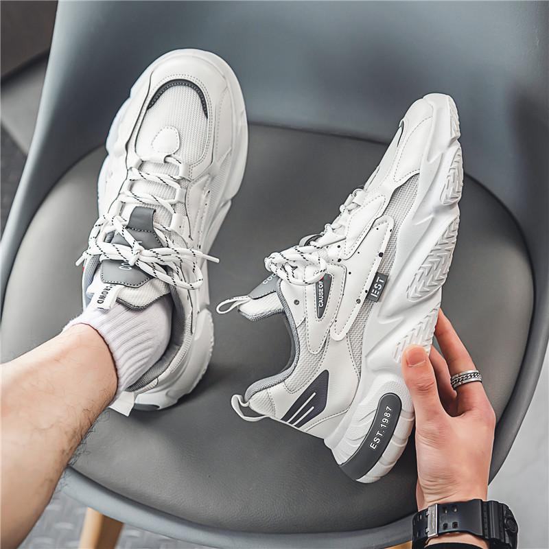 Spring new color matching sports shoes breathable mesh running shoes soft sole comfortable dad shoes