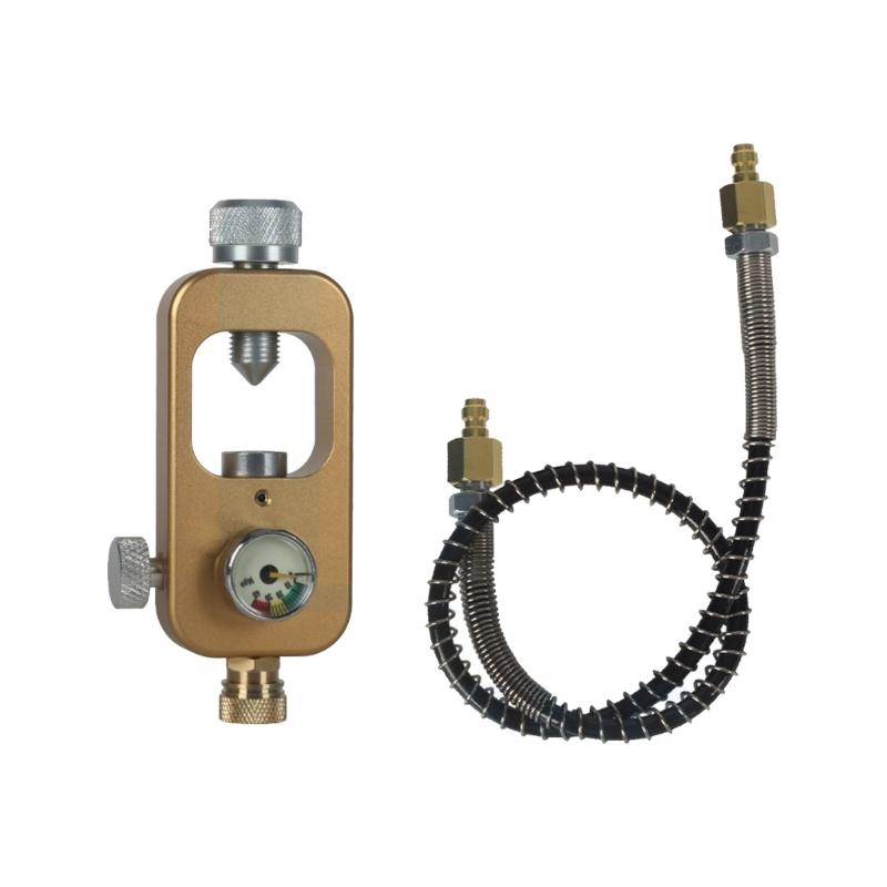 Scubas Diving Tanks Refill Adapter With Gauge and Hose Aluminum Alloys Diving Oxygen Cylinder Refill Adapter Enduring