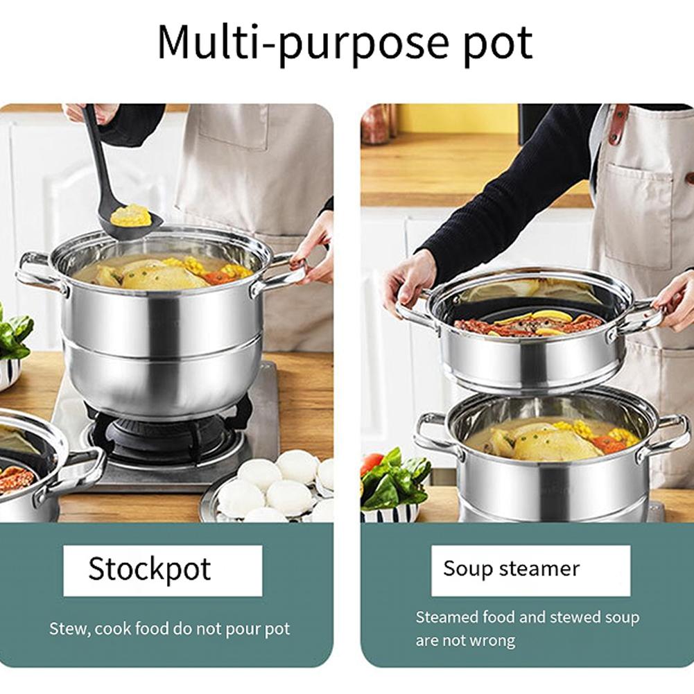 Pot Steamer Stainless Steel Steam Cooking Soup Cookware Steaming 3 Tire Steamers Pots Thickening Food Steam Stockpot Tier Lid