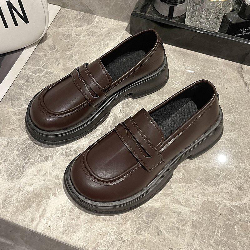 New Jk Uniform Single Shoes Japanese Small Leather Shoes Women's Spring British Style Platform Loafers 2025 One-pedal Black