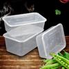 Disposable Transparent Plastic Meal Box, 1000ml Square (300 Sets)