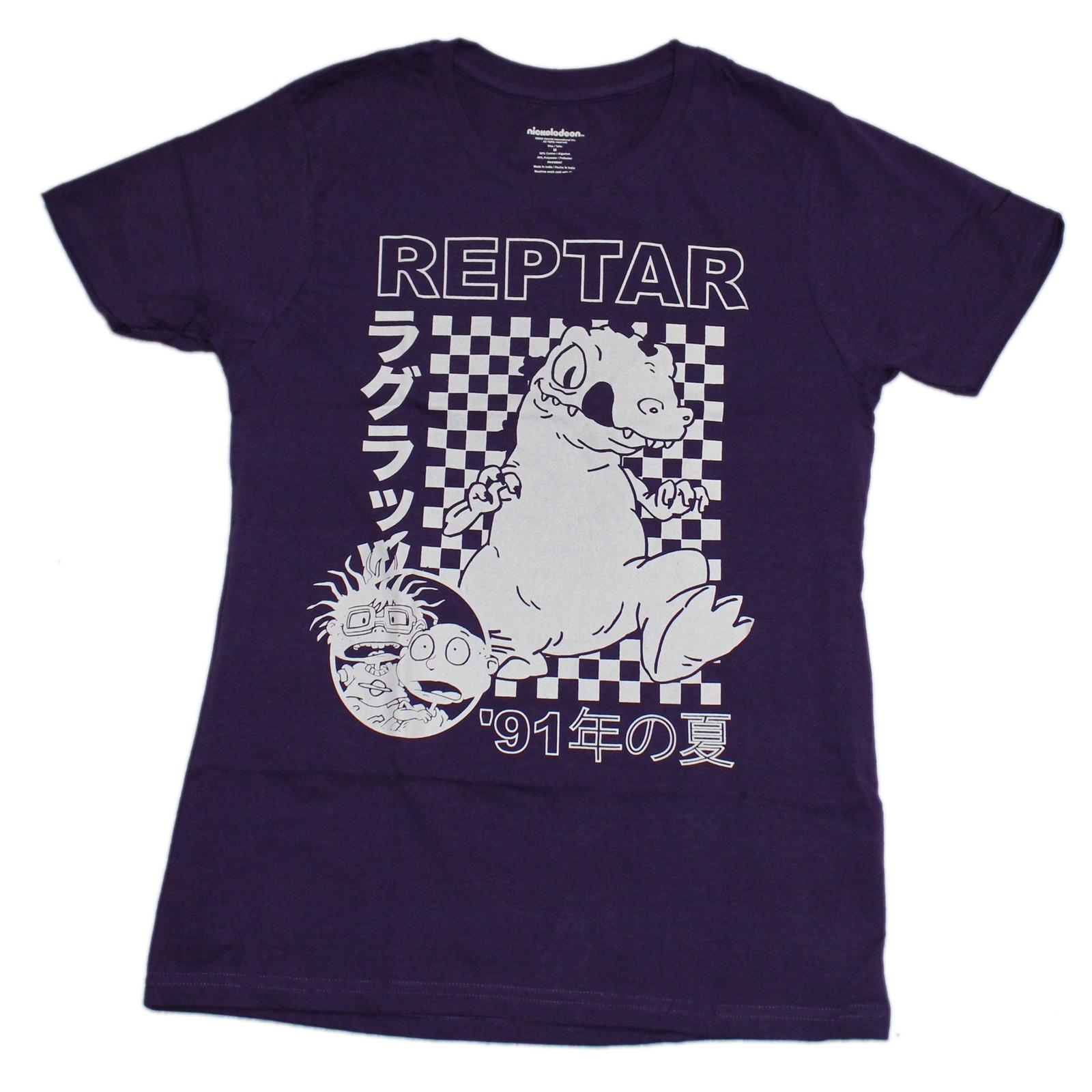 Rugrats New Adult T-Shirt -Giant White Reptar Checkered background S