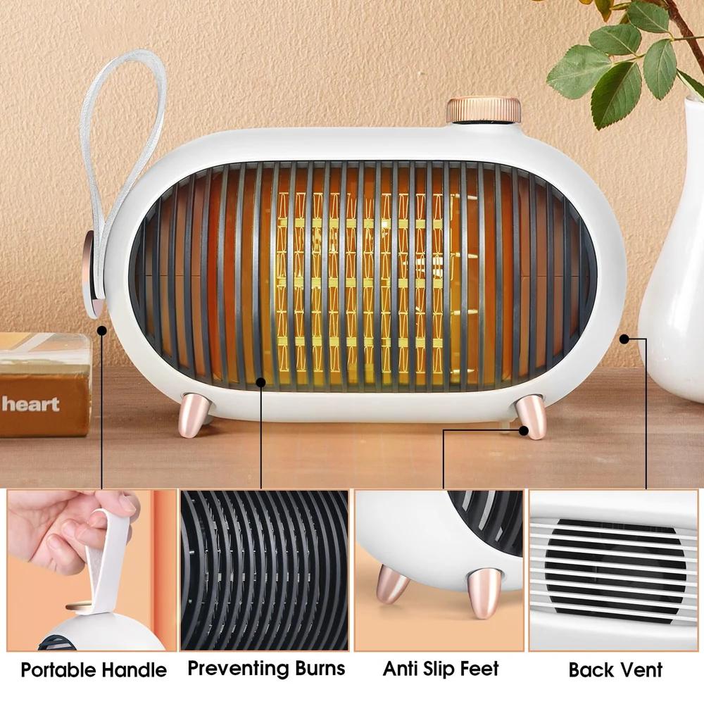 HT600 Värmefläkt För Hemmet Elektrisk Värmare Varm Fläkt Bärbar Radiator Värmemaskin EU-kontakt För Vinter Sovrum Uppvärmning Överhettningsskydd