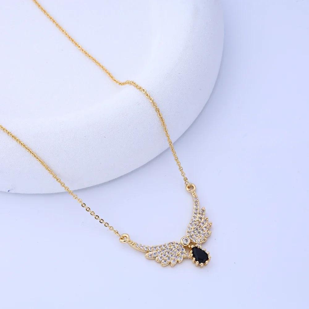 Necklace women, light luxury, niche moonstone, angel wings, wings, ins, wind Internet celebrity, the same clavicle chain necklac