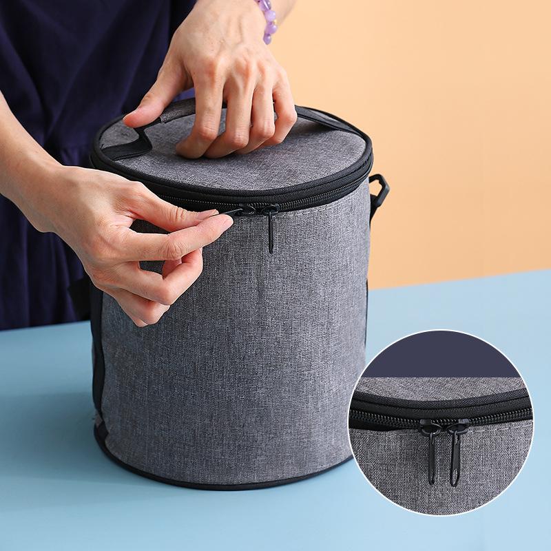 Fashion Oxford Thermal Bag for Lunch Portable Picnic Food Fresh-Keeping Cooler Women Men Bento Box Round Barrel Insulated Bags
