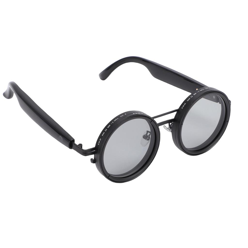 KI Intelligente Übersetzungsbrille Grau Rund Verstellbares Glas Kabellos 114 Sprachen Übersetzer Sonnenbrille