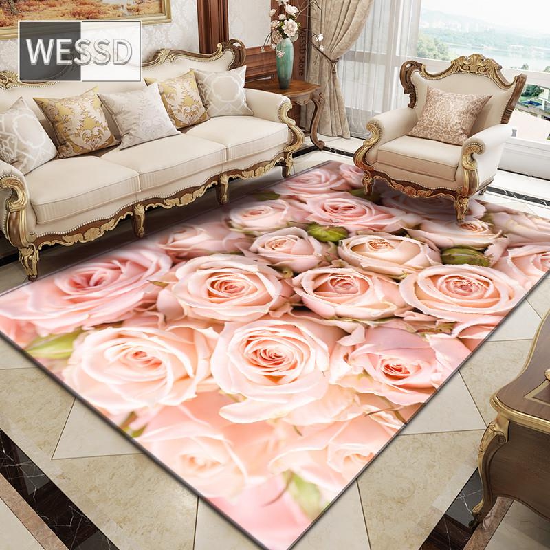 3D Rose Floral Rug for Large Living Room and Bedroom