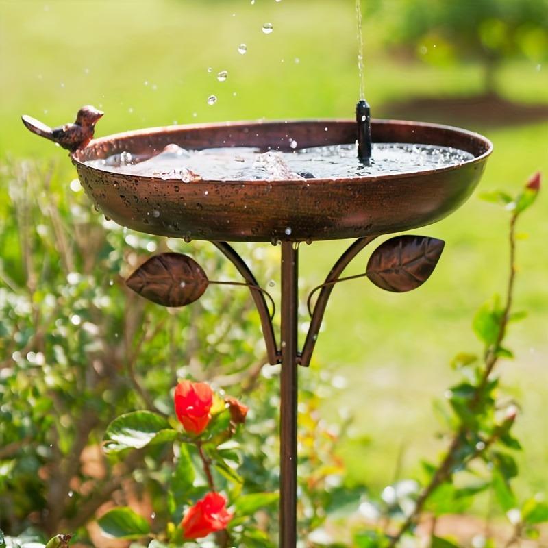 1pcs Vintage Iron Bird Feeder & Bath with Ground Stake Antique Outdoor Garden Decor Rustic Yard Ornament for Birds