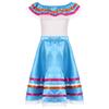Girls Mexican Dress Set Off Shoulder Ruffled Top Elastic Waistband Lace Ribbon Trim Skirt