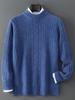 Men's Thick Half-High Collar Wool Sweater - Casual Loose Fit, 100% Pure Wool, Long Sleeve Pullover for Autumn & Winter