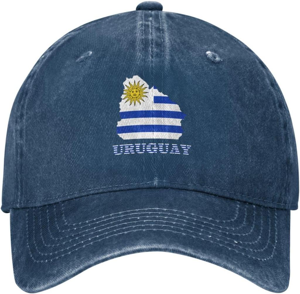 Uruguay Map Flag Vintage Denim Baseball Cap Distressed Twill Casual Adjustable Hat