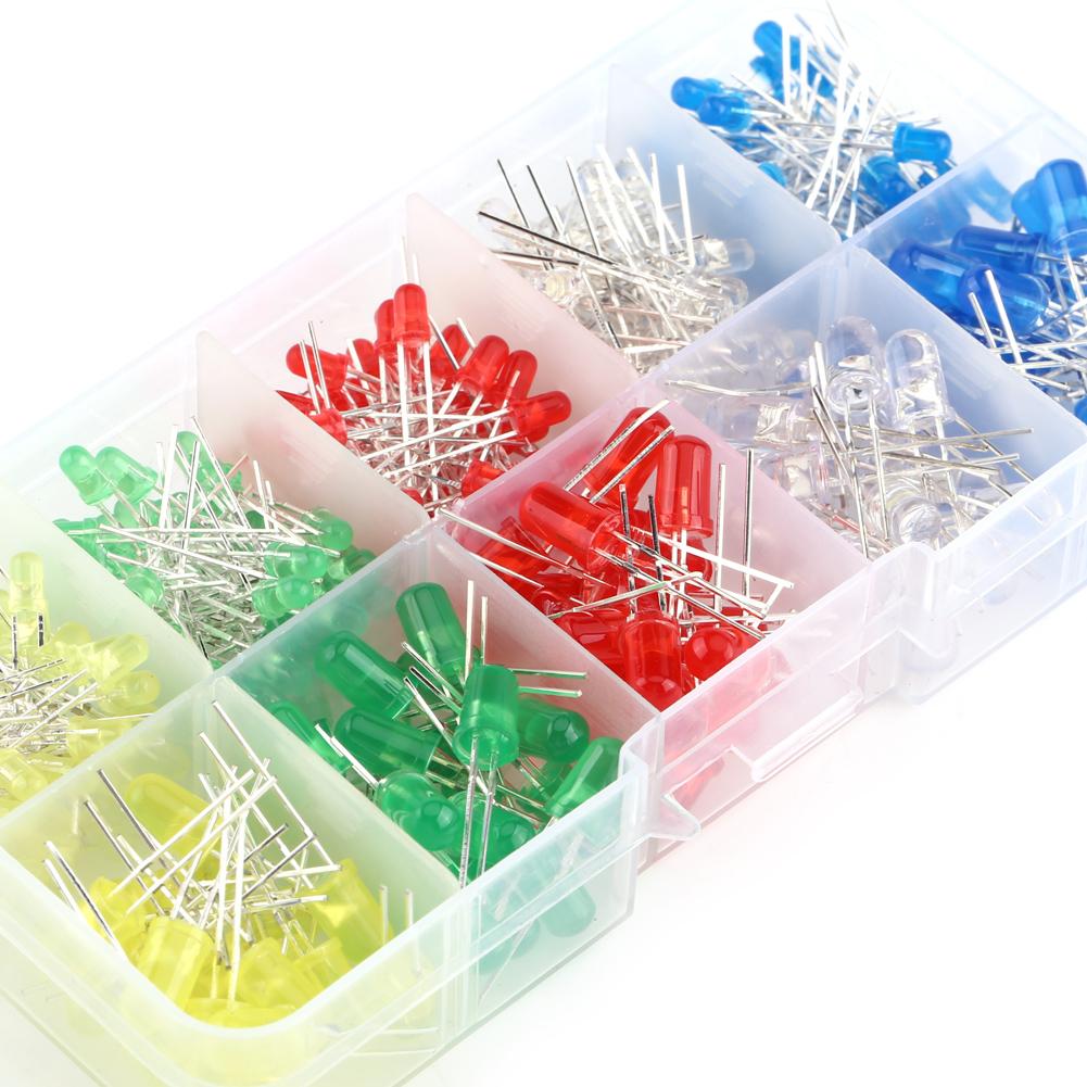 300pcs 3mm 5mm LED Light White Yellow Red Blue Green Assortment Diodes Kit