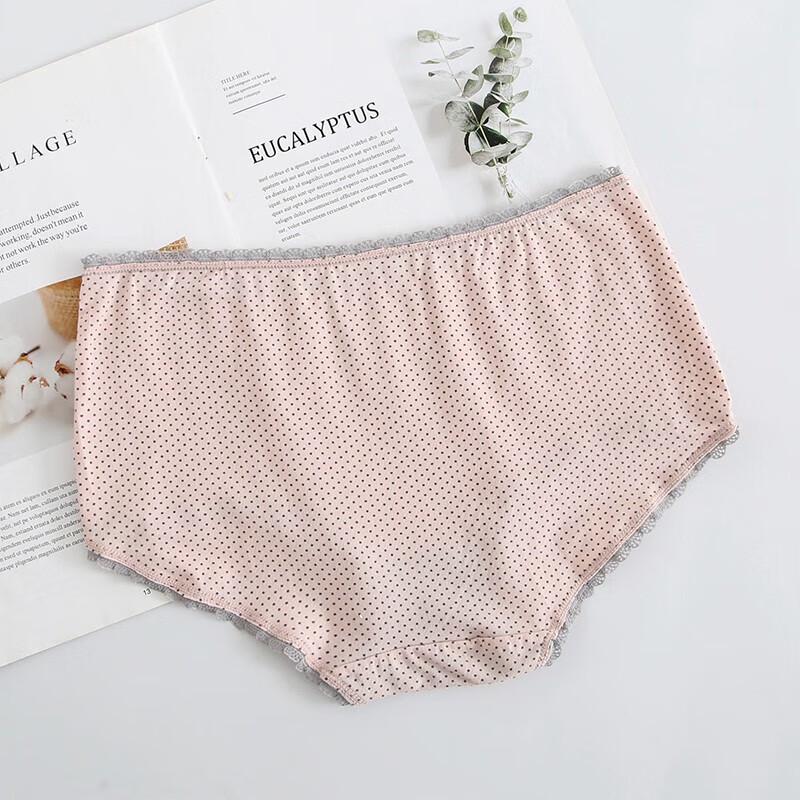 AB Women's Stretch Cotton Antimicrobial Mid-Waist Panties, Polka Dot, Lace Trim, 3-Pack