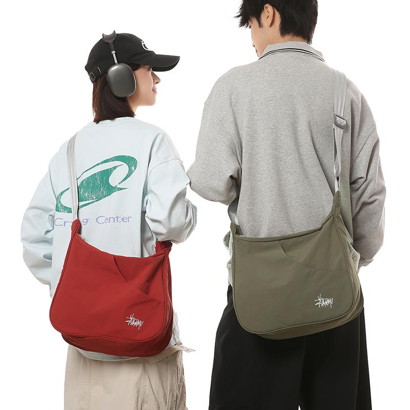 Solid Color Large Capacity Shoulder Bag Women's Crossbody Bag Men Commuter Tote Bag