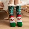 Winter Christmas Themed Women Lamb Fleece Floor Socks, Adult Non-Slip Indoor Snow Socks for Home Carpet
