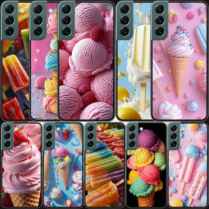 Colorful Ice Cream and Popsicles Phone Case For Samsung Galaxy S22 S25 Ultra S21 S10 Plus S26 Edge S20 S23 S24 FE Cover Sili