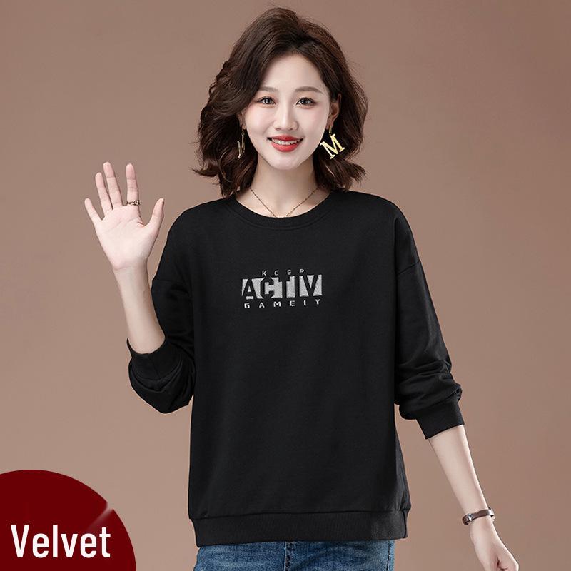 Autumn 2025 Plus Size Cotton Hoodie for Women - Loose Casual Top for Middle-Aged Mothers