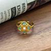 Medieval Vintage Rhombus Four-Leaf Clover High-End Ring Women'S Light Luxury Court Style Fashion Niche Stacking Ring