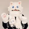 Lovely Cat Animal Hat Faux Fur Hooded Scarf Winter Thickened Cute Furry Ears Paw Gloves Hoodie Beanie Cap for Women Girls Lolita