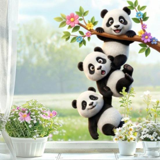 Cute Animal Window Cling Removable Cartoon Squirrel Raccoon Frog Panda Fox Glass Decals for Home Classroom Office Kids' Room Decor