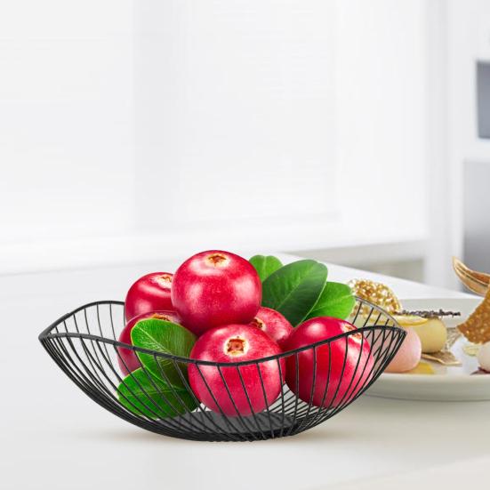 Fruit Basket Nordic Style Exquisite Workmanship Smooth Brim Wavy Wire Bread Vegetable Storage Bowls Kitchen