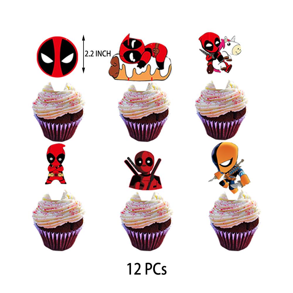 32Pcs Deadpool Theme Party Supplies Includes Banner Balloons Cupcake Toppers