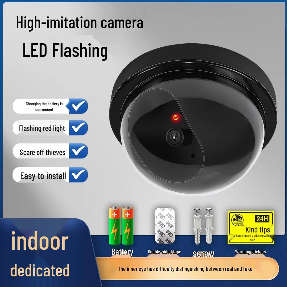 Indoor Fake Dummy Security Camera with Adhesive and Light - Ideal for Girls Living Alone